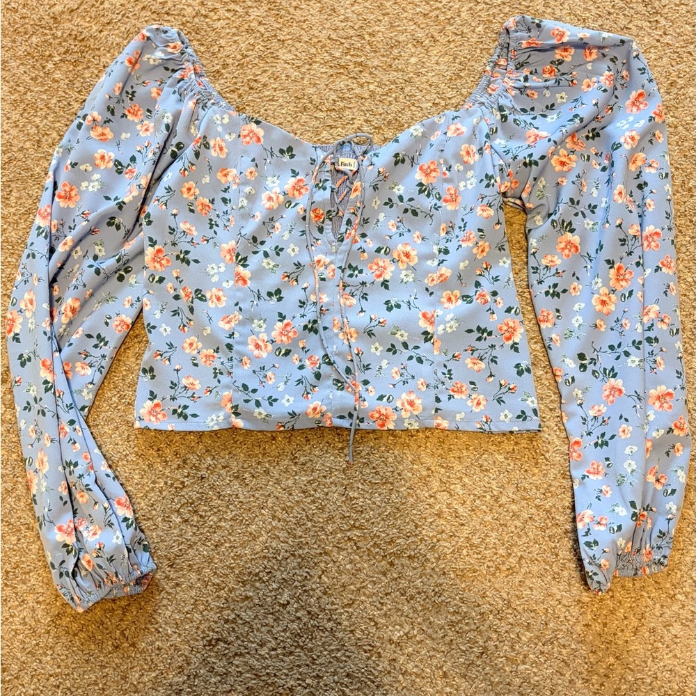 Abercrombie & Fitch Light Blue Floral Blouse
